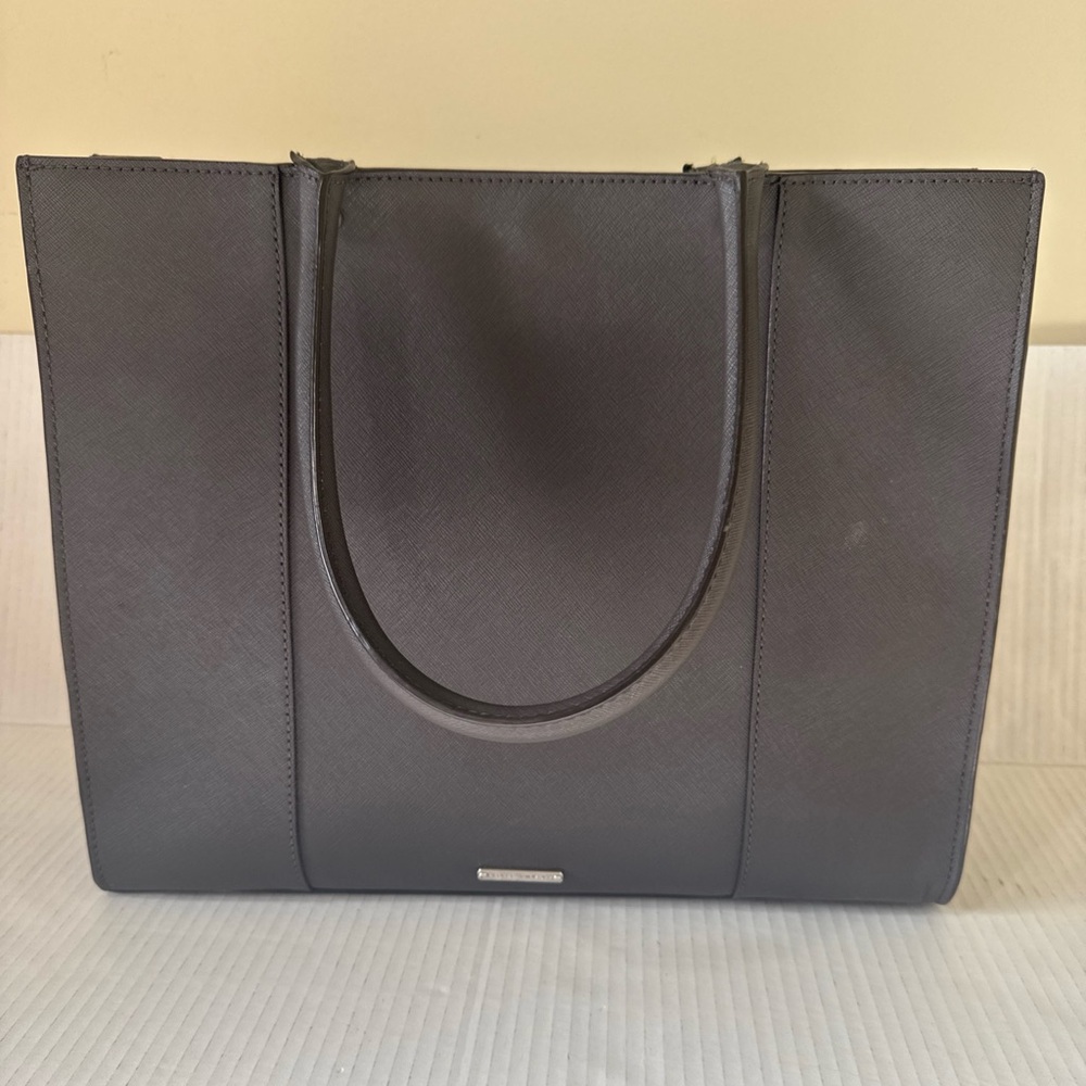 Rebecca Minkoff Structured Gray Leather Tote Clean Excellent Condition